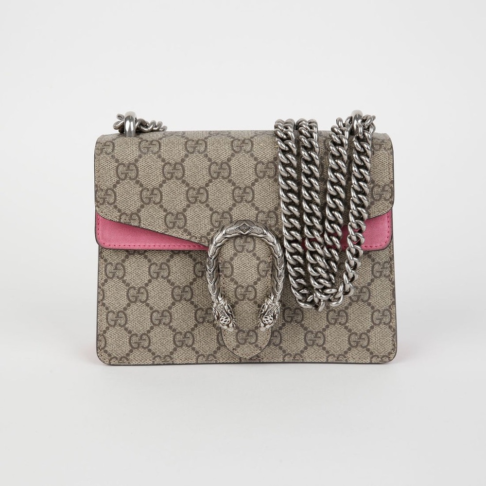 Gucci Dionysus Beige and Pink Mini Bag with Silver Chain